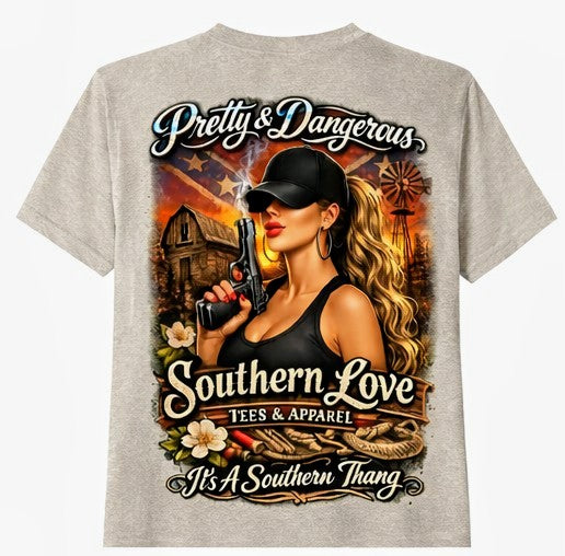Pretty & Dangerous Tshirt - Southern Love Tees & Apparel - Southern pride apparel, hand-pressed DTF shirt