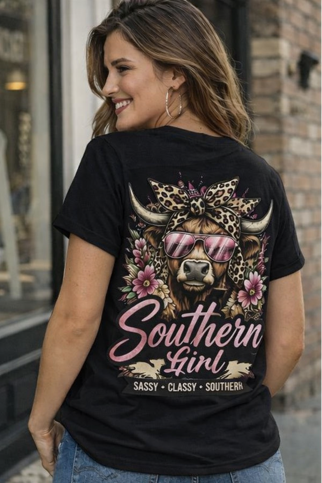 Southern Love, Southern Girl Glam Cow - Southern Love Tees & Apparel - Southern pride apparel, hand-pressed DTF shirt
