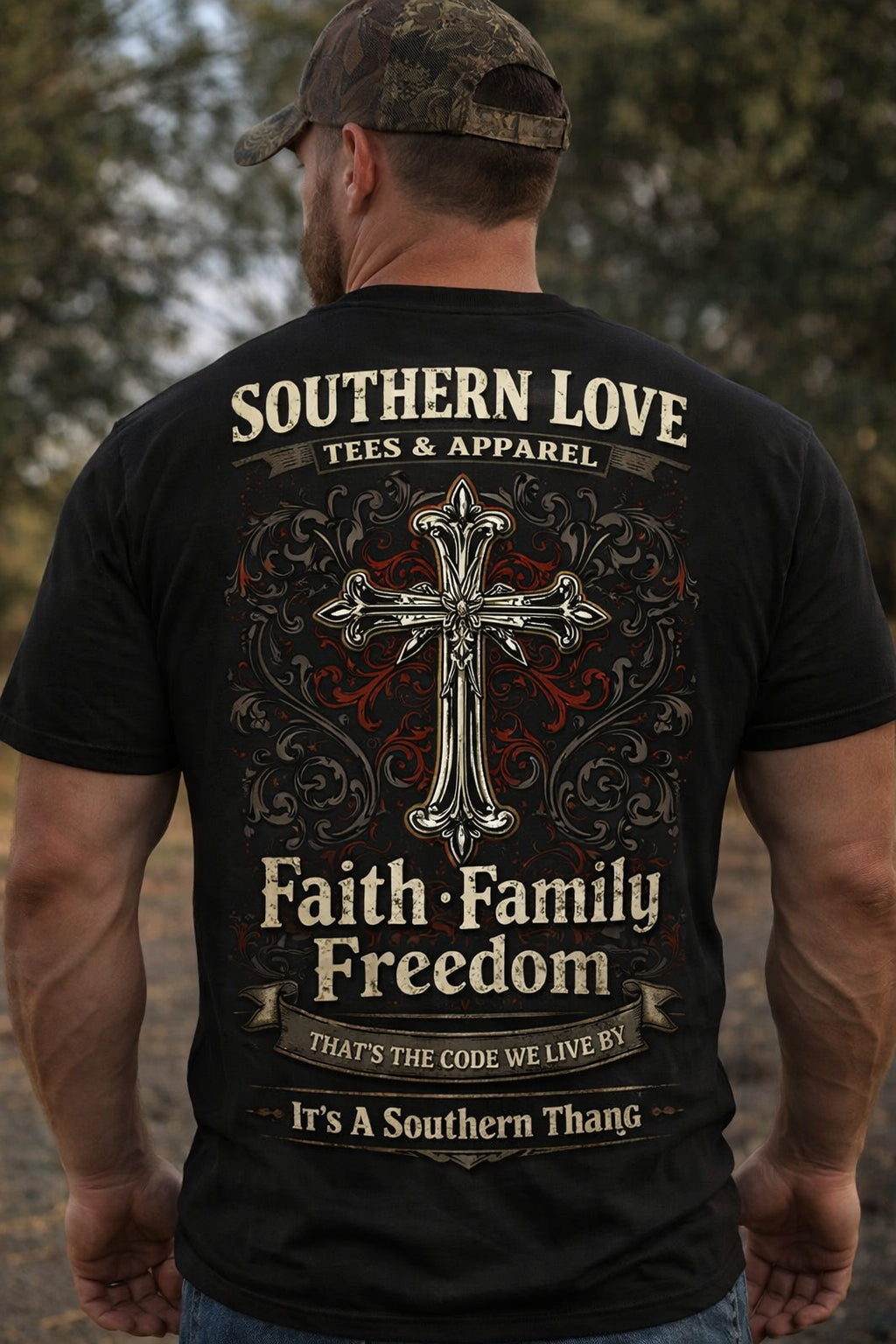 Faith, Family, Freedom T-shirt - Southern Love Tees & Apparel - Southern pride apparel, hand-pressed DTF shirt